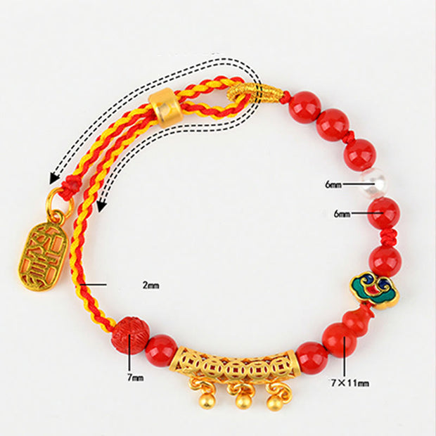 Buddha Stones Cinnabar Red String Bell Ruyi Brand Calm Bracelet Bracelet BS 8