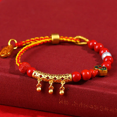 Buddha Stones Cinnabar Red String Bell Ruyi Brand Calm Bracelet Bracelet BS Cinnabar Red String (Wrist Circumference: 13-16cm)