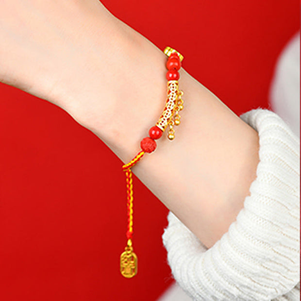 Buddha Stones Cinnabar Red String Bell Ruyi Brand Calm Bracelet Bracelet BS 9