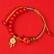 Buddha Stones Cinnabar String Peace Buckle Blessing Bracelet Bracelet BS 2