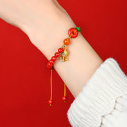 Buddha Stones Cinnabar String Peace Buckle Blessing Bracelet Bracelet BS 3