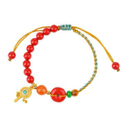 Buddha Stones Cinnabar String Peace Buckle Blessing Bracelet Bracelet BS 9