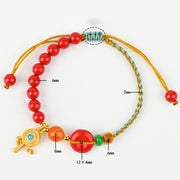 Buddha Stones Cinnabar String Peace Buckle Blessing Bracelet Bracelet BS 8