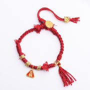 Buddha Stones Tibetan String Zakiram Goddess Of Wealth Flower Tassel Protection Bracelet Bracelet BS 7