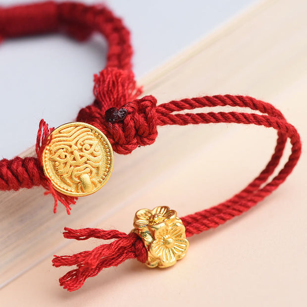 Buddha Stones Tibetan String Zakiram Goddess Of Wealth Flower Tassel Protection Bracelet Bracelet BS 8