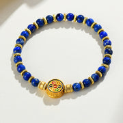 Buddha Stones Natural Lazurite Om Mani Padme Hum Bead Balance Bracelet