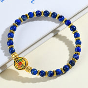 Buddha Stones Natural Lazurite Om Mani Padme Hum Bead Balance Bracelet Bracelet BS 1