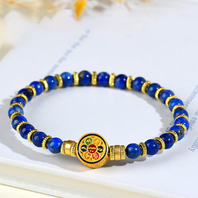 Buddha Stones Natural Lazurite Om Mani Padme Hum Bead Balance Bracelet Bracelet BS Lazurite (Wrist Circumference: 14-16cm)