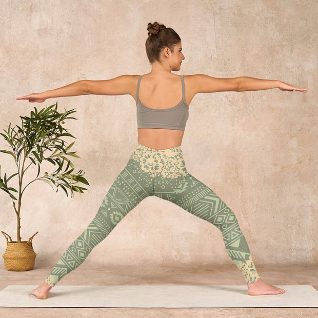 Buddha Stones Flowers Geometric Shapes Gym Leggings Women's Yoga Pants - image 12
