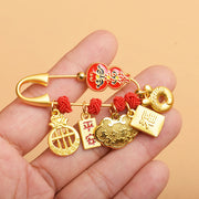 Buddha Stones Gourd Dancing Lion Fu Character Safe And Well Blessing Brooch Brooch BS Gourd Lucky Bag