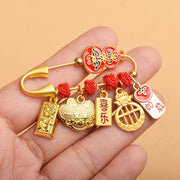 Buddha Stones Gourd Dancing Lion Fu Character Safe And Well Blessing Brooch Brooch BS Gourd Persimmon Abacus