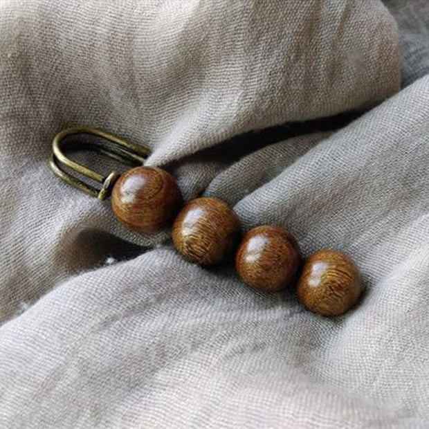 Buddha Stones Vintage Sandalwood Agathis Alba Ebony Wood Peltogyne Beads Healing Brooch Brooch BS Golden Sandalwood