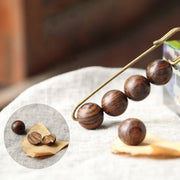 Buddha Stones Vintage Sandalwood Agathis Alba Ebony Wood Peltogyne Beads Healing Brooch Brooch BS 6