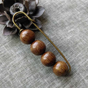 Buddha Stones Vintage Sandalwood Agathis Alba Ebony Wood Peltogyne Beads Healing Brooch Brooch BS 1