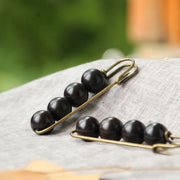 Buddha Stones Vintage Sandalwood Agathis Alba Ebony Wood Peltogyne Beads Healing Brooch Brooch BS 15