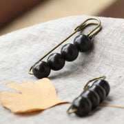 Buddha Stones Vintage Sandalwood Agathis Alba Ebony Wood Peltogyne Beads Healing Brooch Brooch BS 16