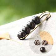 Buddha Stones Vintage Sandalwood Agathis Alba Ebony Wood Peltogyne Beads Healing Brooch Brooch BS 17