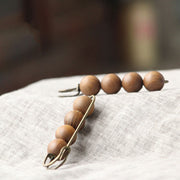 Buddha Stones Vintage Sandalwood Agathis Alba Ebony Wood Peltogyne Beads Healing Brooch Brooch BS 27