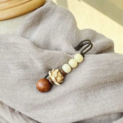 Buddha Stones Vintage Bodhi Seed Boxwood Lotus Sandalwood Bead Peace Brooch Brooch BS 9