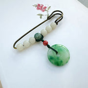 Buddha Stones Bodhi Seed Jade Peace Buckle Luck Brooch Brooch BS 2