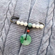 Buddha Stones Bodhi Seed Jade Peace Buckle Luck Brooch Brooch BS Bodhi Seed Jade Peace Buckle