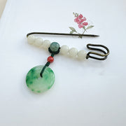 Buddha Stones Bodhi Seed Jade Peace Buckle Luck Brooch Brooch BS 1