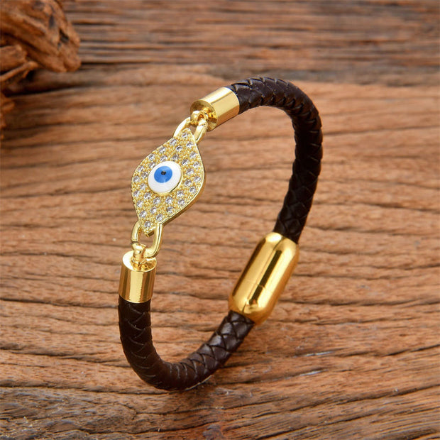 FREE Today: Blessing Protection Evil Eye Leather Metal Buckle Bracelet