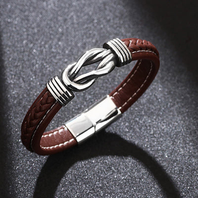 FREE Today: Strengthen Confidence Fashion Titanium Steel Leather Bracelet