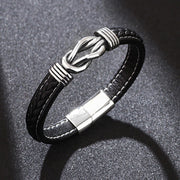 Buddha Stones Fashion Titanium Steel Leather Strengthen Bracelet