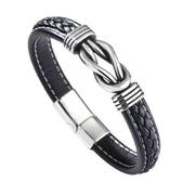 Buddha Stones Fashion Titanium Steel Leather Strengthen Bracelet