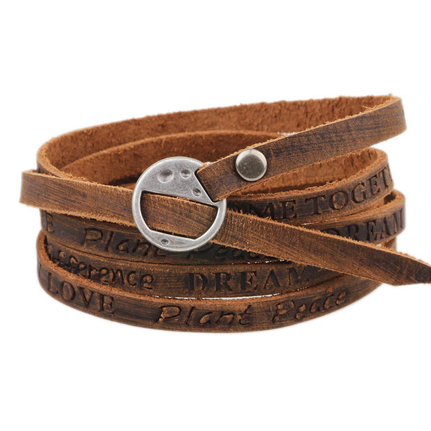 FREE Today: Confidence and Strength Vintage Multi-layer Leather Buckle Bracelet