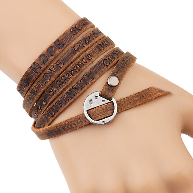 FREE Today: Confidence and Strength Vintage Multi-layer Leather Buckle Bracelet