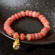 FREE Today: Love Healing Strawberry Quartz Cyan Jade Lucky Cat Beads Bracelet