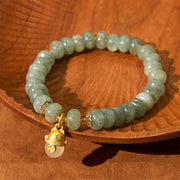 Buddha Stones Strawberry Quartz Cyan Jade Lucky Cat Beads Healing Bracelet