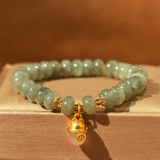 FREE Today: Love Healing Strawberry Quartz Cyan Jade Lucky Cat Beads Bracelet