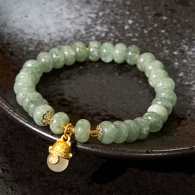 FREE Today: Love Healing Strawberry Quartz Cyan Jade Lucky Cat Beads Bracelet