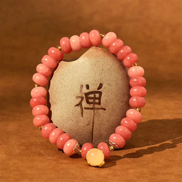 FREE Today: Love Healing Strawberry Quartz Cyan Jade Lucky Cat Beads Bracelet