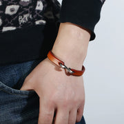 Buddha Stones Vintage Leather Plain Strength Buckle Bracelet