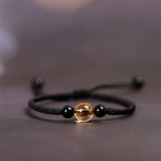 FREE Today: Protection and Luck Handcrafted Citrine Black Obsidian Bead King Kong Knot Peace Knot Rope Bracelet