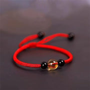 FREE Today: Protection and Luck Handcrafted Citrine Black Obsidian Bead King Kong Knot Peace Knot Rope Bracelet