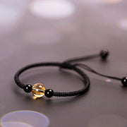 FREE Today: Protection and Luck Handcrafted Citrine Black Obsidian Bead King Kong Knot Peace Knot Rope Bracelet