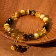 Buddha Stones Year of the Snake Tiger Eye Citrine Protection Bracelet