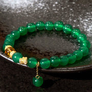 Buddha Stones Year of the Snake Green Agate Citrine Power Bracelet