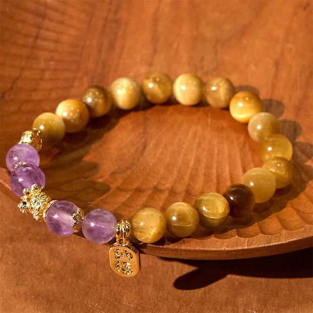 FREE Today: Protection and Healing Year of the Snake Tiger Eye Amethyst Fu Character Bracelet