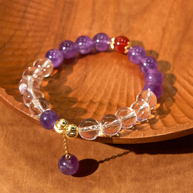 FREE Today: Spiritual Meditation Natural Amethyst White Crystal Beads Bracelet