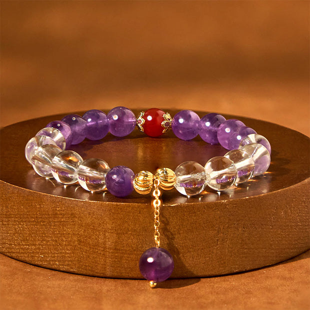 FREE Today: Spiritual Meditation Natural Amethyst White Crystal Beads Bracelet