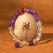 FREE Today: Spiritual Meditation Natural Amethyst White Crystal Beads Bracelet