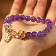 FREE Today: Inner Peace And Healing Natural Amethyst White Crystal Flower Safe And Well Charm Bracelet