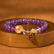 FREE Today: Inner Peace And Healing Natural Amethyst White Crystal Flower Safe And Well Charm Bracelet