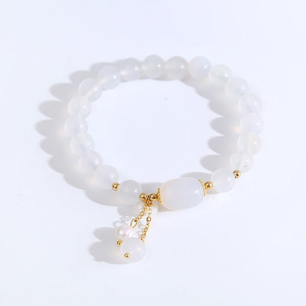 FREE Today: Peace Protection White Agate Pearl Flower Bracelet